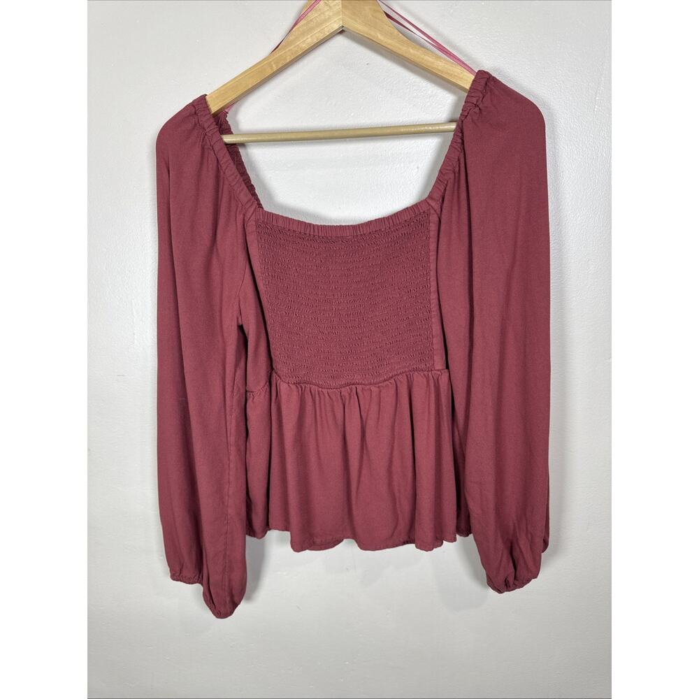 Old Navy Womens Babydoll Top L Ruched Balloon Sleeve Peasant Boho Cottage - Picture 4 of 6